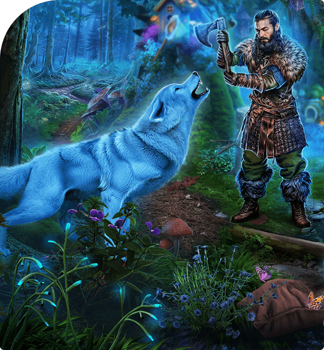 Man and wolf